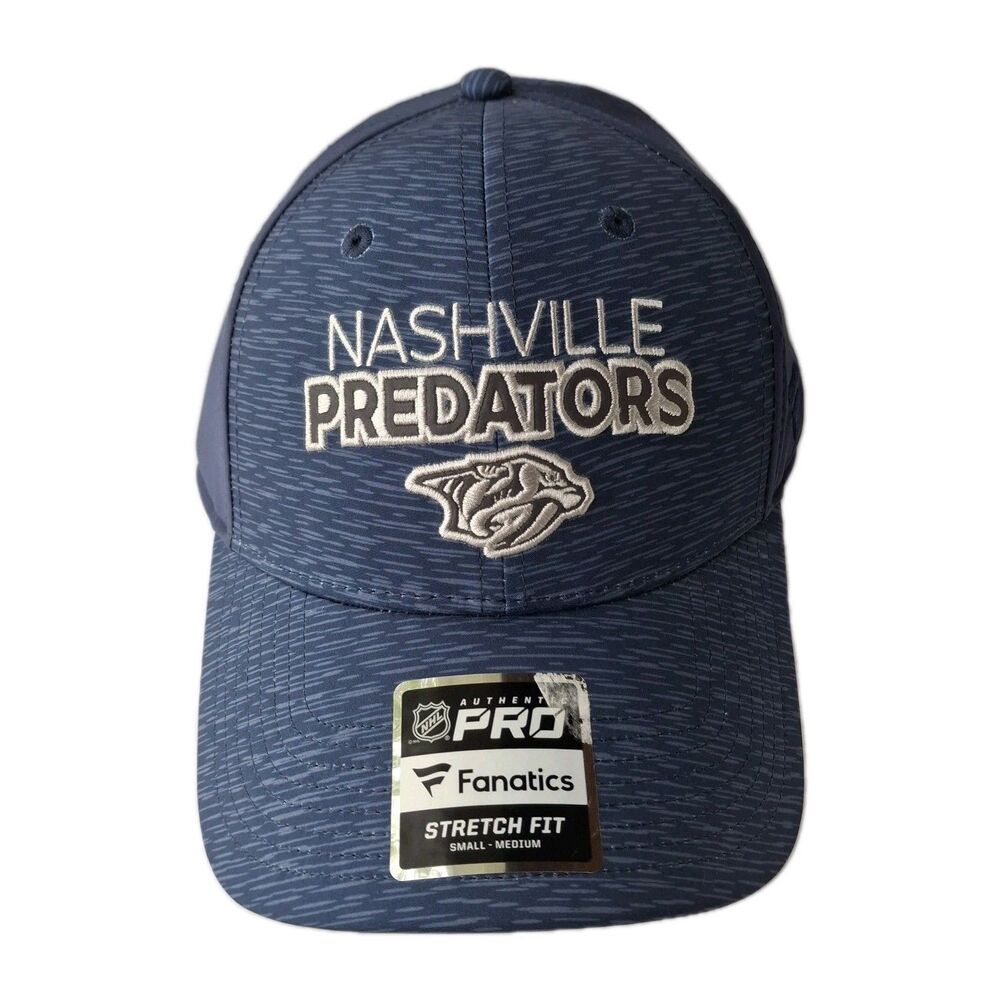 NEW Fanatics Nashville Predators NHL Authentic Pro Blue Stretch Fit Hat Mens OS